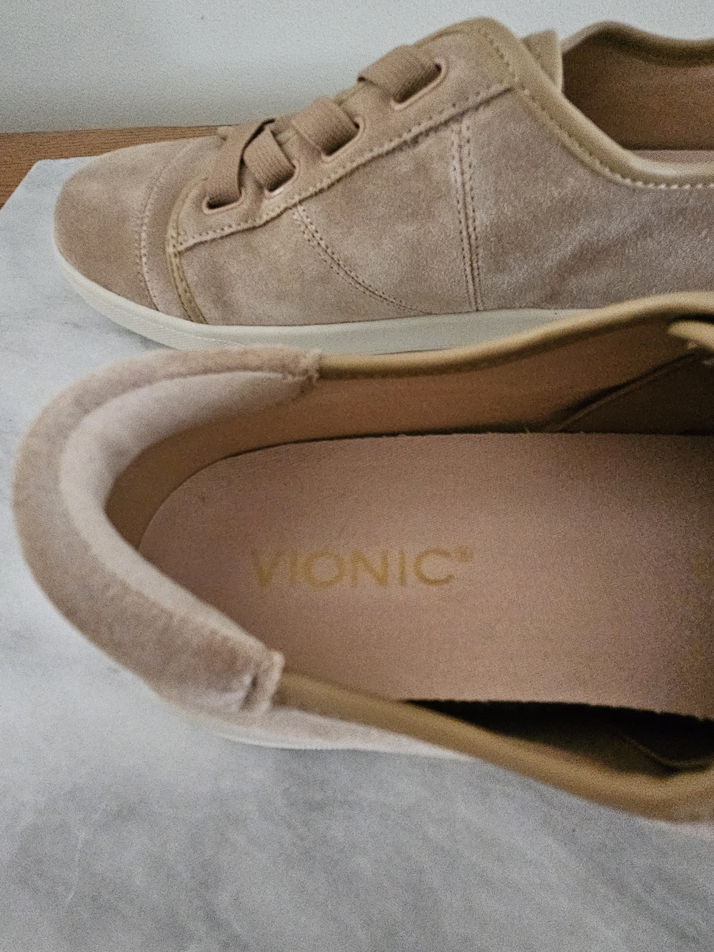 Vionic Women's Suede Sneaker in Light Tan - Picture 9 of 12